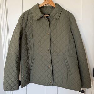 Lauren Ralph Lauren Black Label Olive Green Dimond Quilted Utility Jacket NEW XL